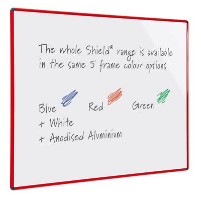 Coloured frame dry wipe whiteboards in Red, Green, blue, white & anodised