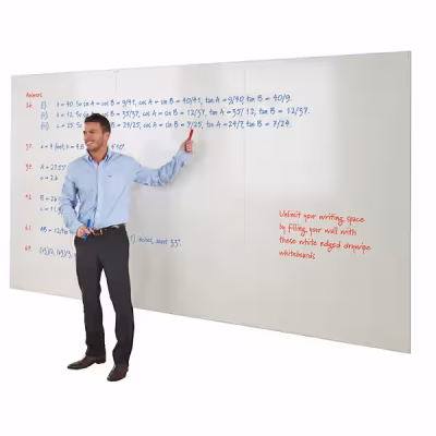 frameless whiteboard non magnetic dry wipe surface