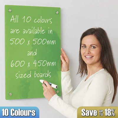Magnetic coloured glass dry wipe board