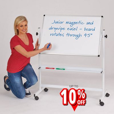 Junior Tilting Mobile Whiteboard Easel in white